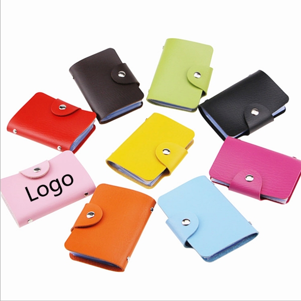 PU Leather Business Card/Credit Bank Card Wallet With 24 Cards Capacity WPRQ9008