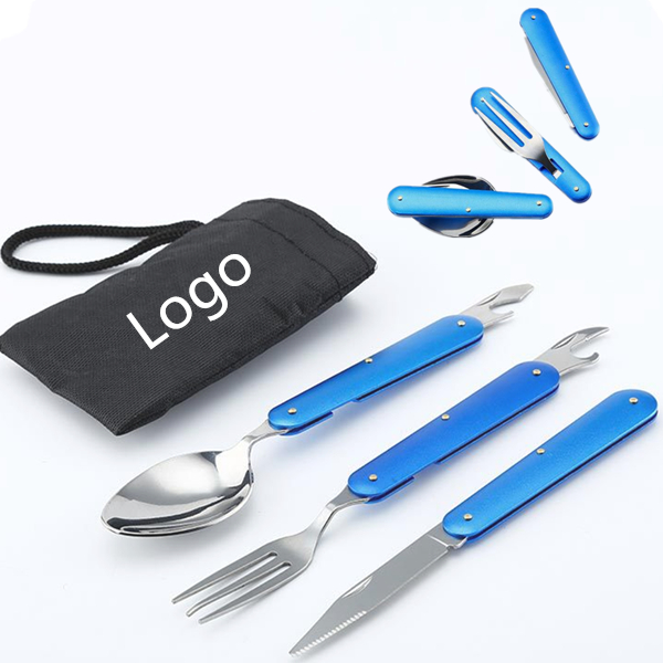 3pcs Portable Folding Stainless Steel Cutlery WPRQ9082