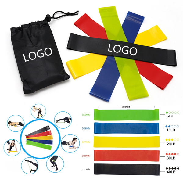 5 Piece Fitness Resistance Bands Sets with Bag WPRQ9093
