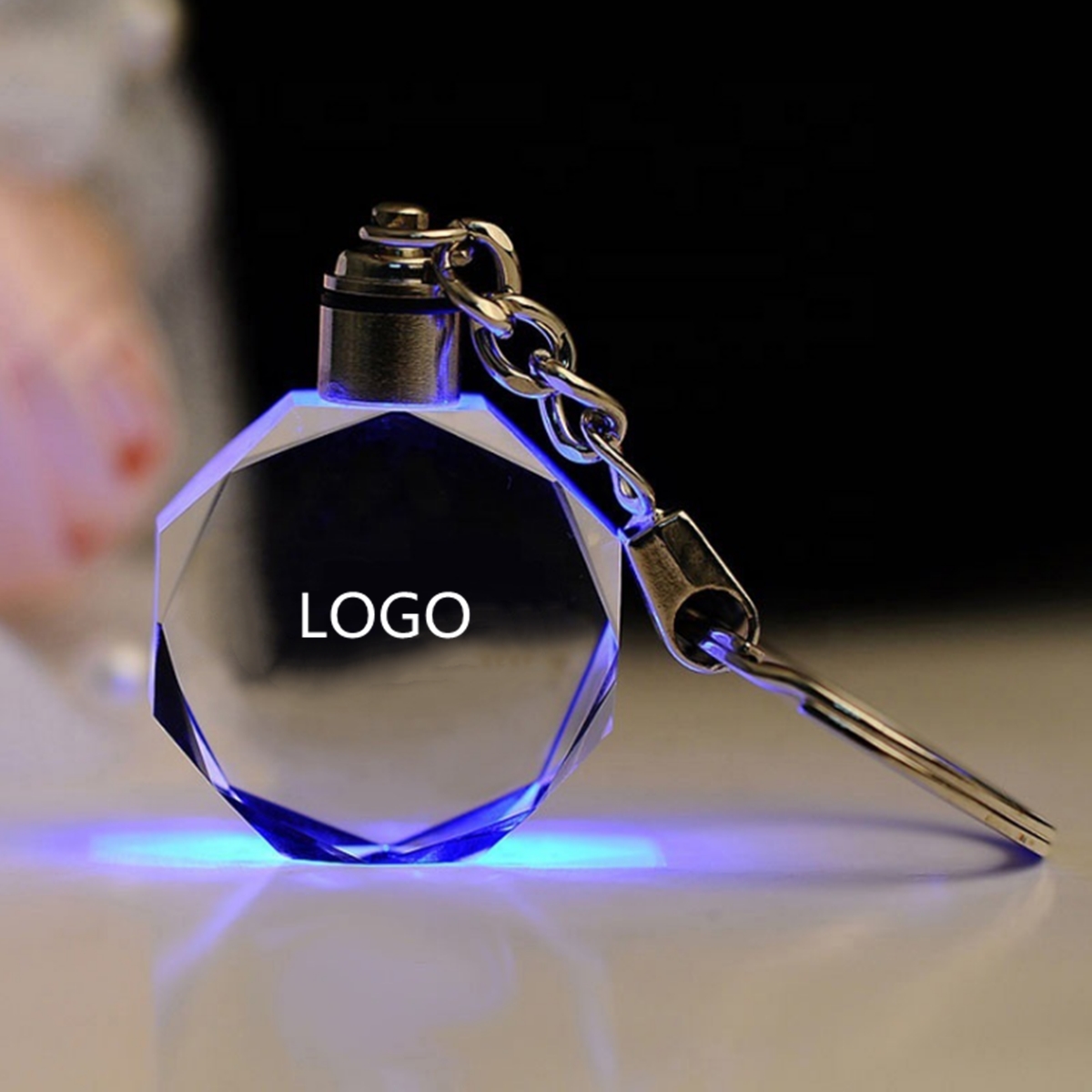 LED Octagon Crystal Key Chain WPRQ9171