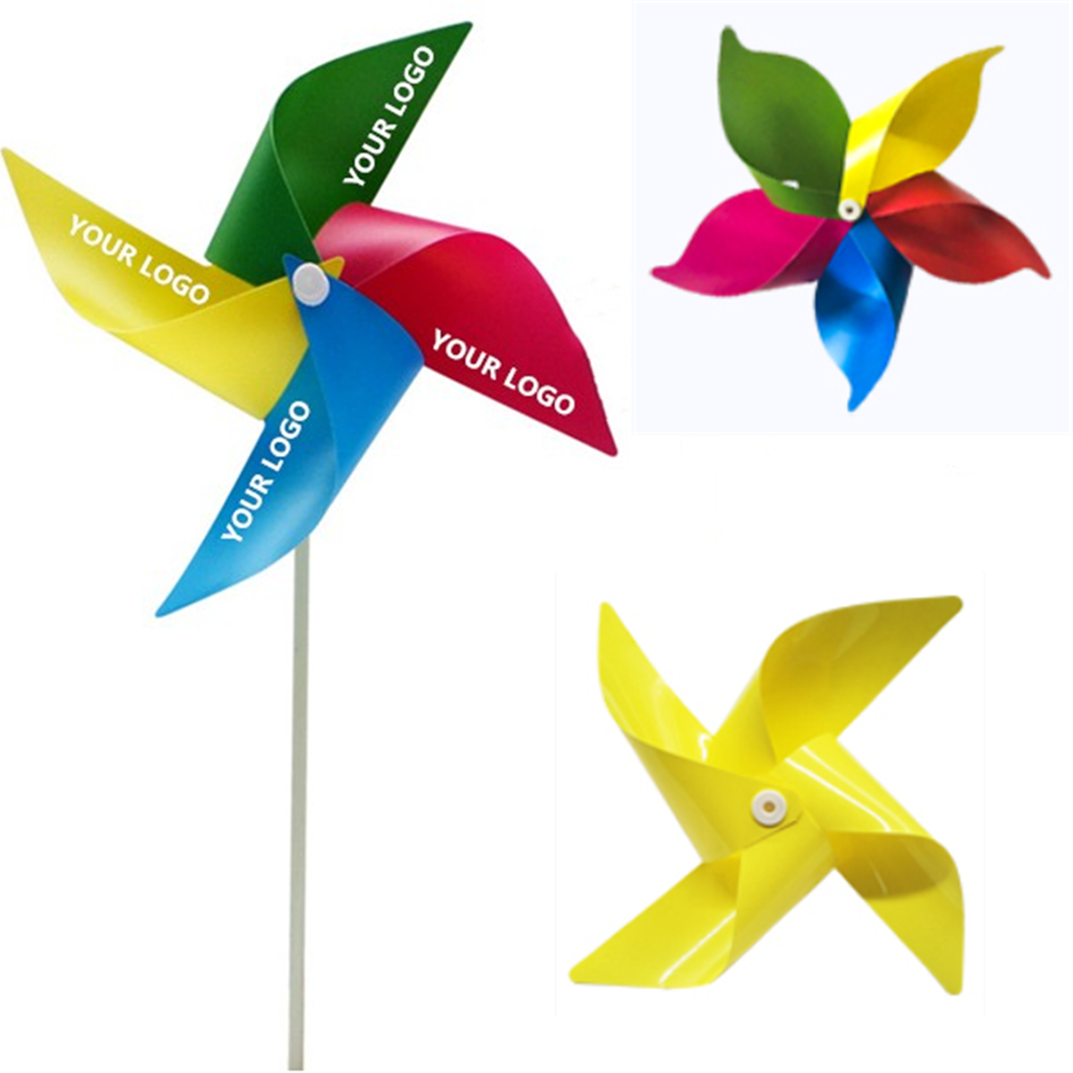 Toy Windmill 4 Leaves 4 Colors Pinwheel With Plastic Stick WPRQ9173