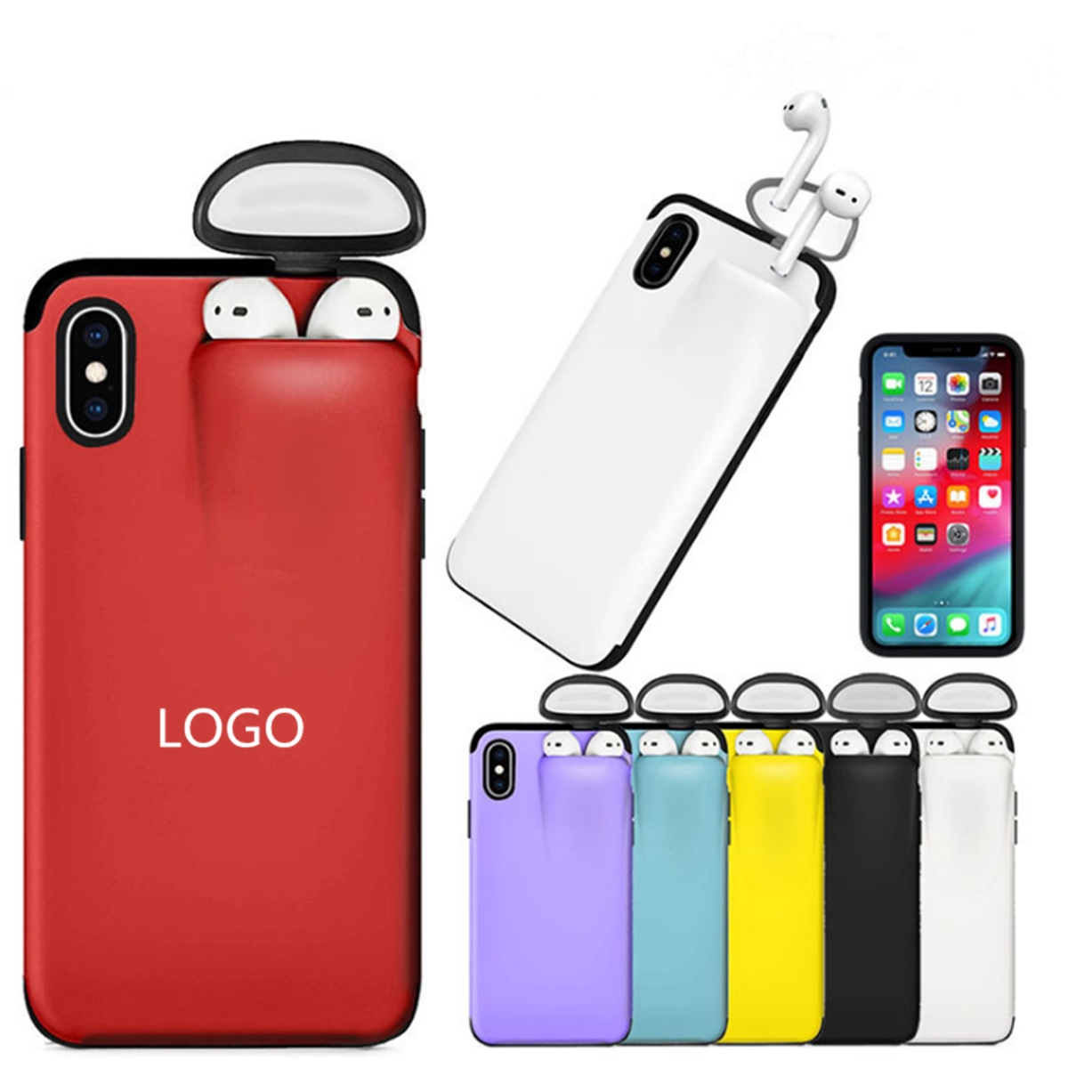 2 in 1 Case for Phone and AirPods with Headset Set Protection WPRQ9177