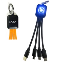 4 in 1 Charging Cable with Led light up logo and key chain WPRQ9180