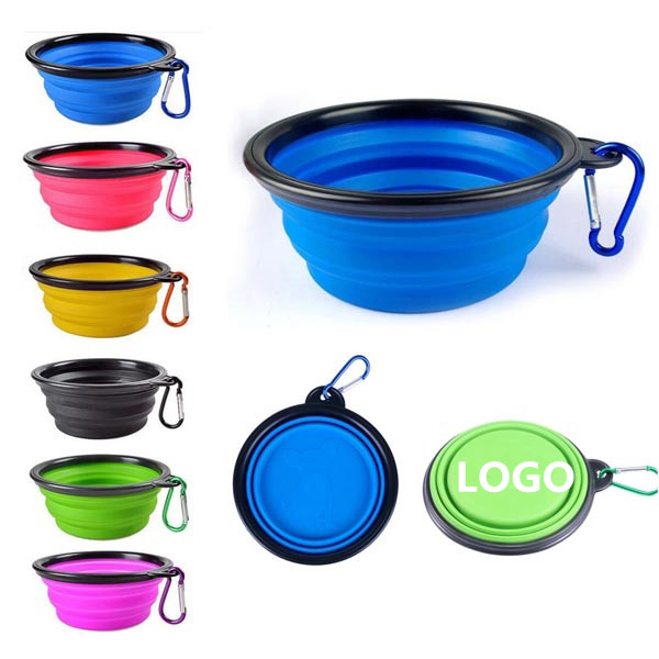 12oz Collapsible Silicone Pet Bowl with Carabiner WPAL8011