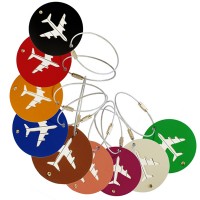 Round Airplane Aluminum Alloy Metal Luggage Tag WPCL8030