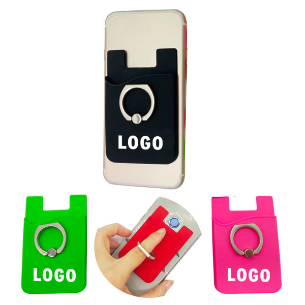 Silicone Card Holder w/Metal Ring Phone Stand WPHZ160