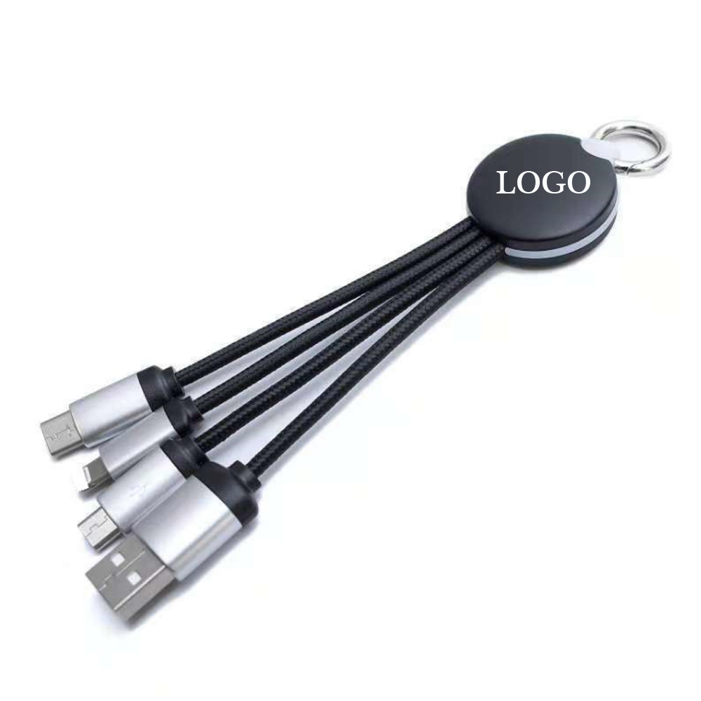 3In1 Lightful Usb Charging Cable With Key Chain   WPJC9001