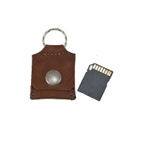 Rustic Leather SD Card Holder With Key Chain WPJC9055