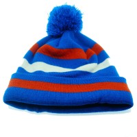 Adult Sports Football Knitted Beanie with Pom Fleece Inside WPSK7010