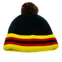 Adult Sports Football Knitted Beanie with Pom Fleece Inside WPSK7014