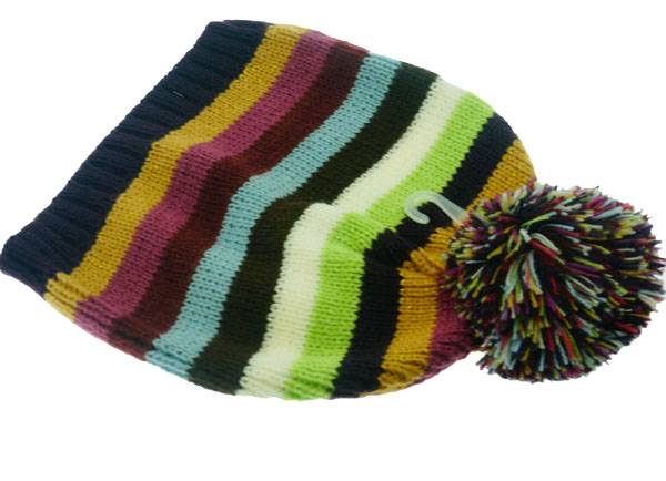 Adult Sports Football Knitted Beanie with Pom Fleece Inside WPSK7016