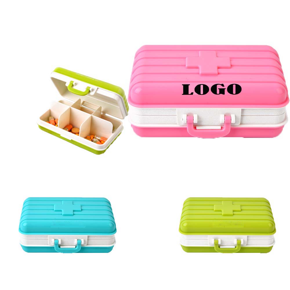6 Compartments Travel Luggage Shape Pill Box WPZL8084